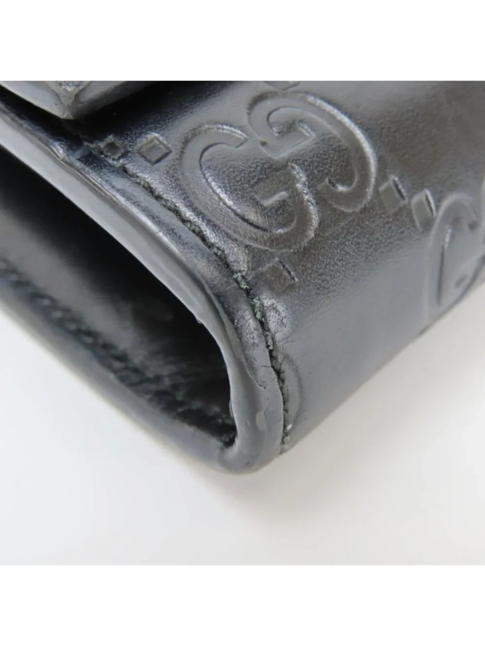 Gucci Wallet Ribbon Marais the Black Gold Guccissima Bifold - Picture 5 of 9